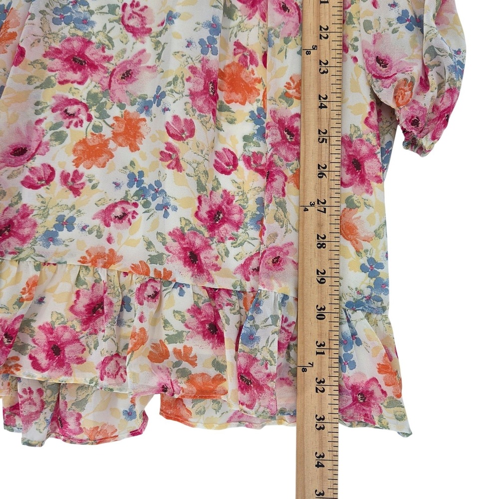 Privy Floral Mini Dress Multi Color Cutout V-Neck Cottagecore Fairycore Boho M - Picture 7 of 12